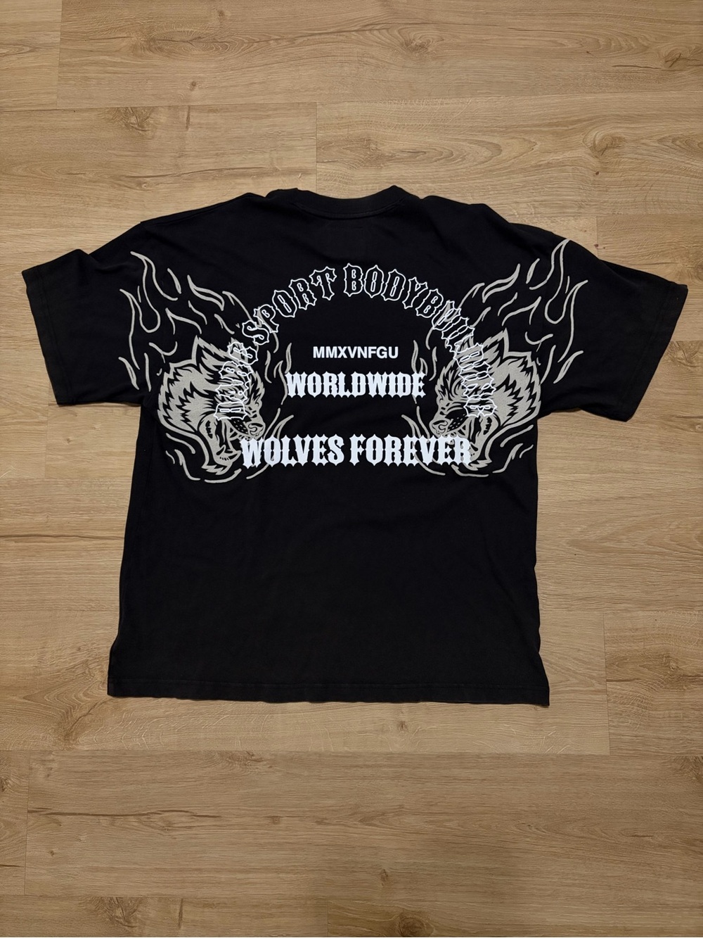 Darc Sport Black Tee with White Wolf Flame Graphic